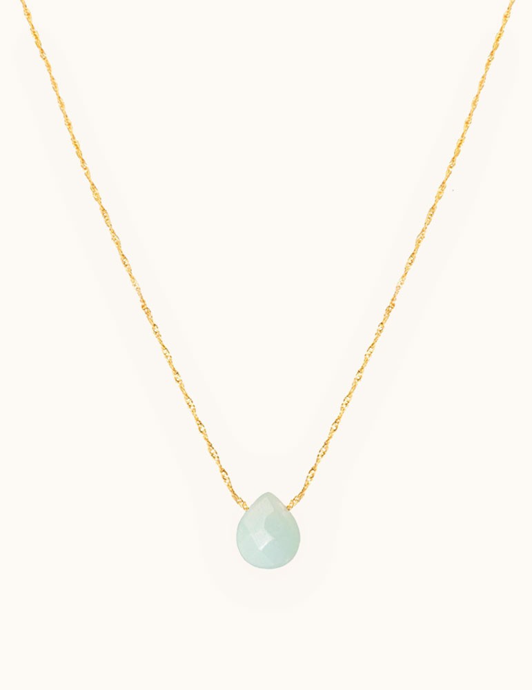 Collier chaîne torsadée avec goutte en Amazonite Plaqué or Collier chaîne torsadée avec goutte en Amazonite Plaqué or