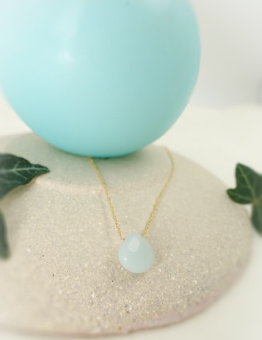Collier chaîne torsadée avec goutte en Amazonite Plaqué or