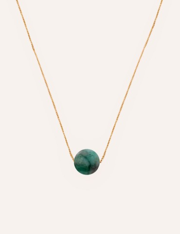 Collier Émeraude Plaqué or Aloe Bijoux