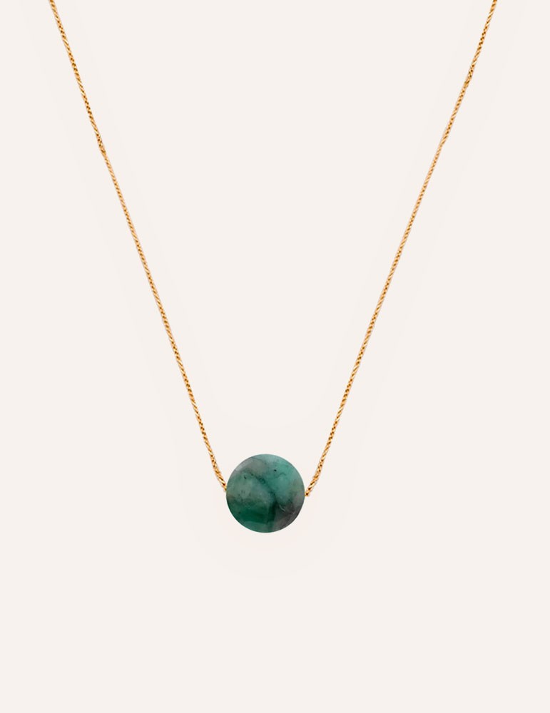 Collier Émeraude Plaqué or Aloe Bijoux Collier Émeraude Plaqué or Aloe Bijoux