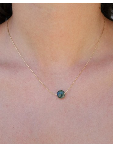 Collier Émeraude Plaqué or Aloe Bijoux