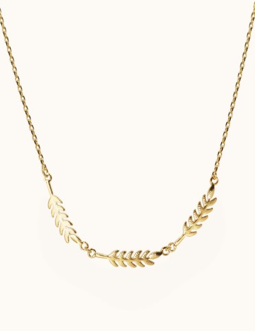 Collier 3 feuilles de laurier Plaqué or Aloe Bijoux