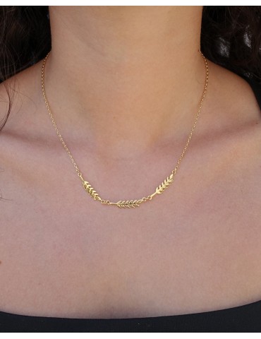 Collier 3 feuilles de laurier Plaqué or Aloe Bijoux