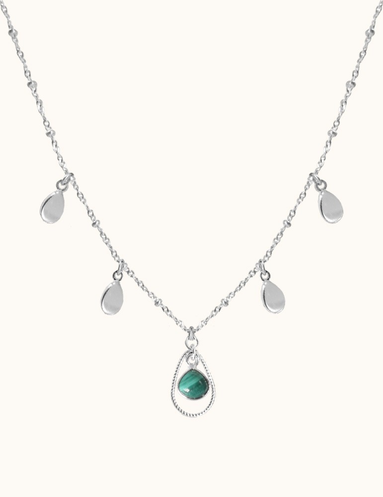Collier pampilles 5 gouttes en Malachite et Argent 925 Aloe Bijoux Collier pampilles 5 gouttes en Malachite et Argent 925 Aloe Bijoux