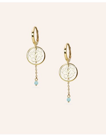 Boucles d'oreilles Roses et Amazonite Aloe Bijoux