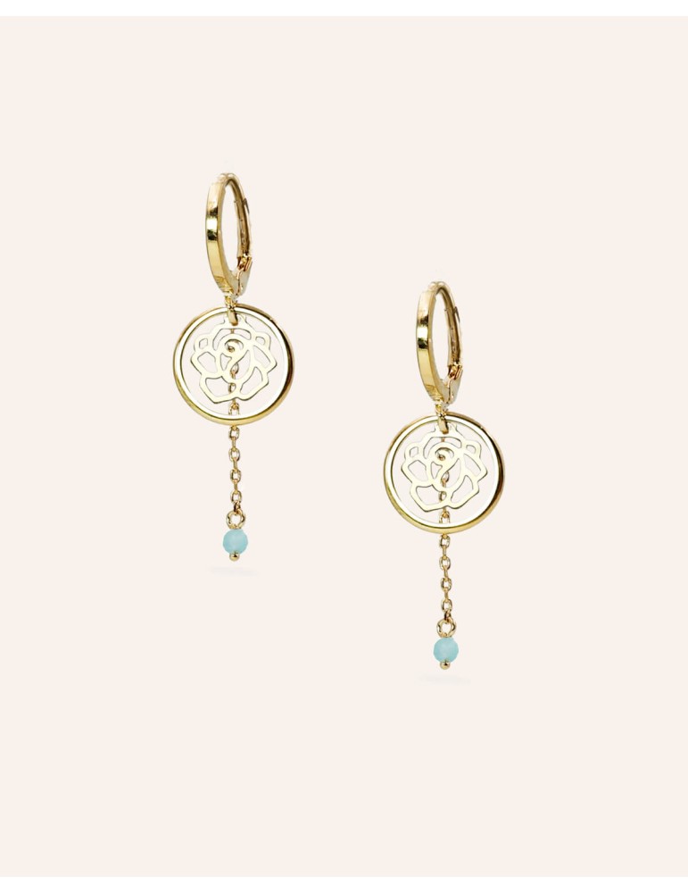 Boucles d'oreilles Roses et Amazonite Aloe Bijoux Boucles d'oreilles Roses et Amazonite Aloe Bijoux