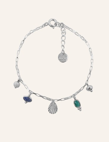 Bracelet diverses pampilles Émeraude et Saphir en Argent 925 Aloe Bijoux