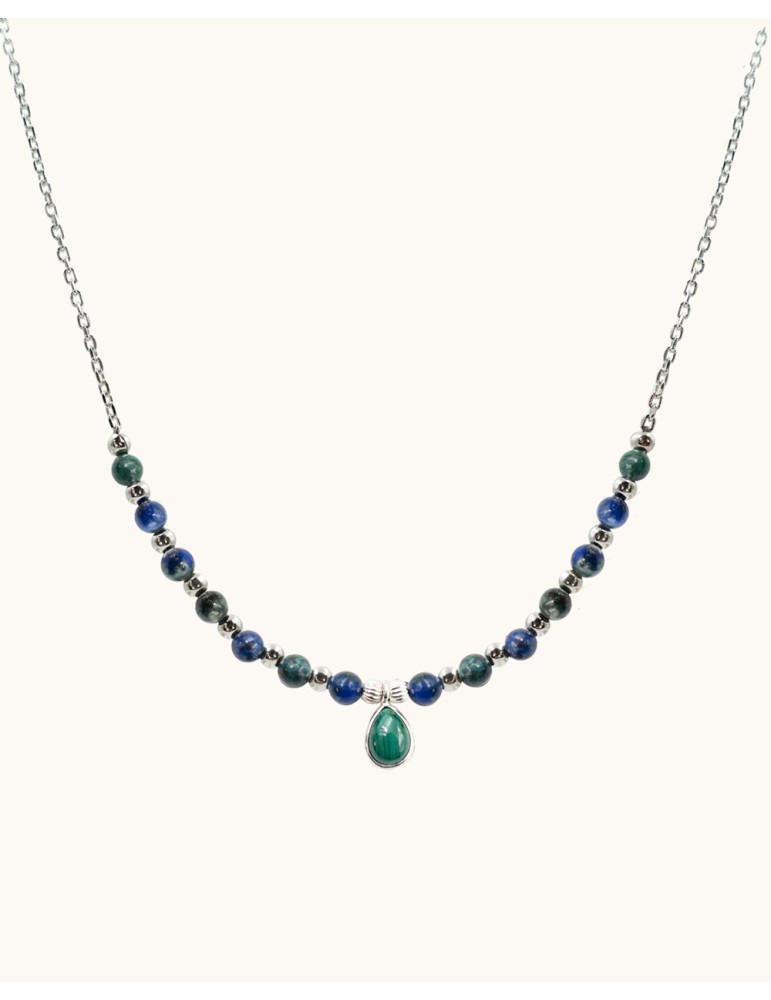 Collier Azurite et Malachite en Argent 925 Aloe Bijoux Collier Azurite et Malachite en Argent 925 Aloe Bijoux