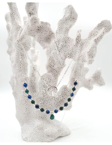 Collier Azurite et Malachite en Argent 925 Aloe Bijoux