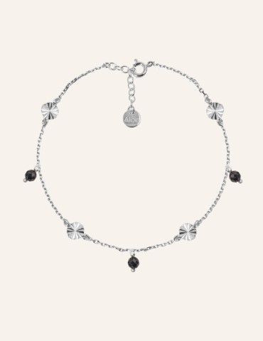 Bracelet Spinelle Noir et pastilles soleils en Argent 925 Aloe Bijoux