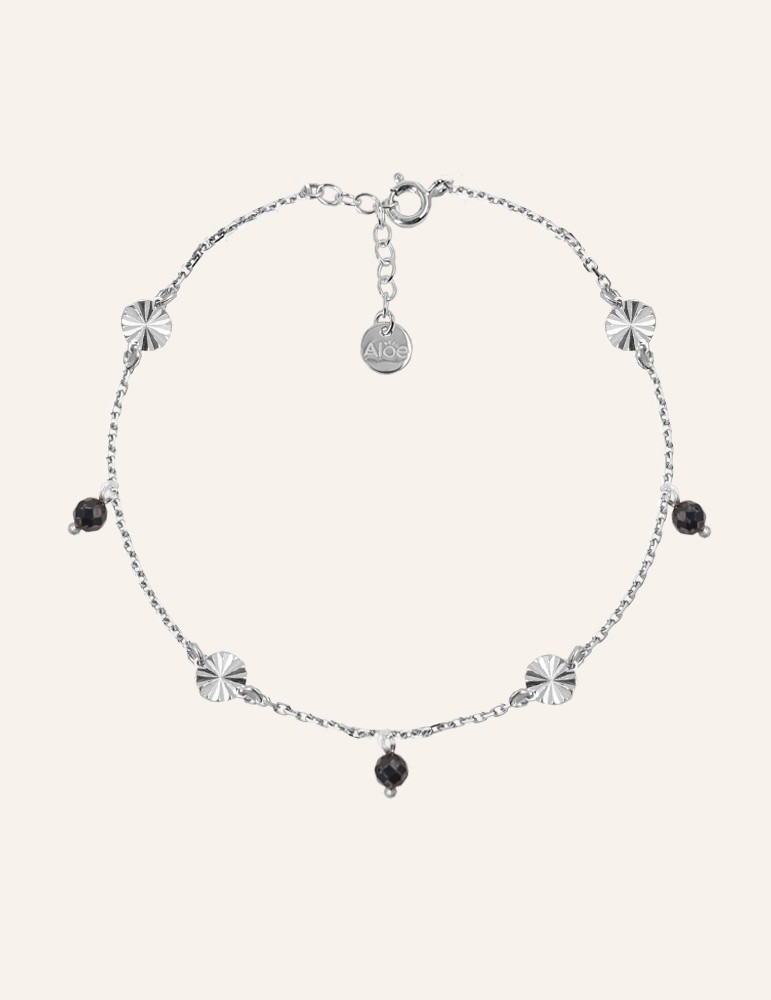 Bracelet Spinelle Noir et pastilles soleils en Argent 925 Aloe Bijoux Bracelet Spinelle Noir et pastilles soleils en Argent 925 Aloe Bijoux