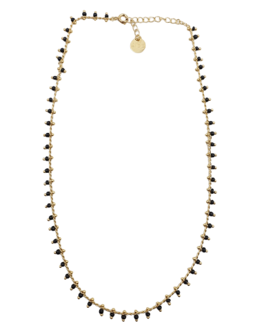Collier Plaqué Or avec pampilles en céramique noires Aloe Bijoux