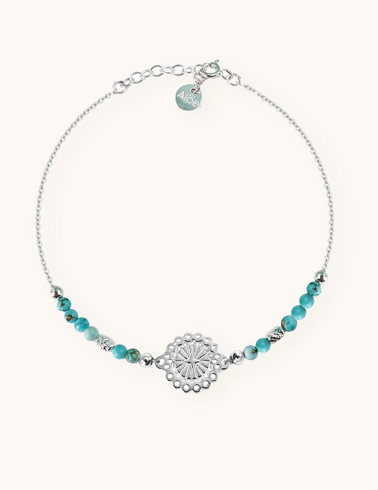 Bracelet Rosace en Argent 925 et turquoises Aloe Bijoux Bracelet Rosace en Argent 925 et turquoises Aloe Bijoux