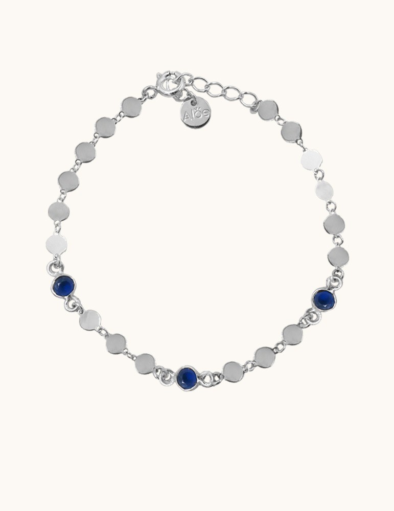 Bracelet maille pastilles en Argent 925 et iolites Aloe Bijoux