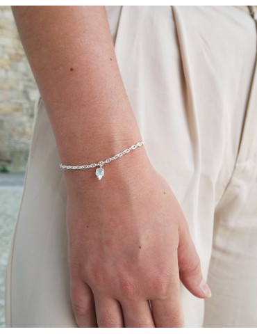 Bracelet en Argent 925 chaîne marine et Agate bleue Aloe Bijoux