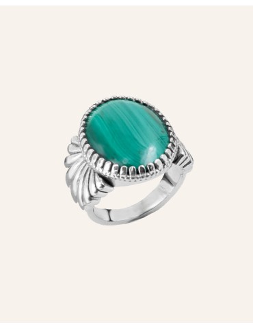 Bague Argent 925 et Malachite Angela Aloe Bijoux