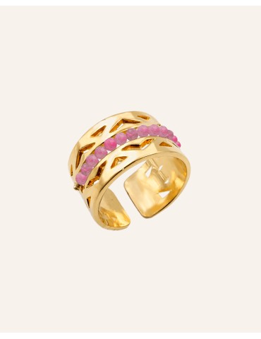 Bague Saphir rose en Plaqué or - Aloé Aloe Bijoux