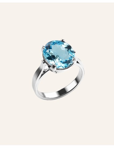 Bague en Argent avec Topaze bleue "Alice" Aloe Bijoux