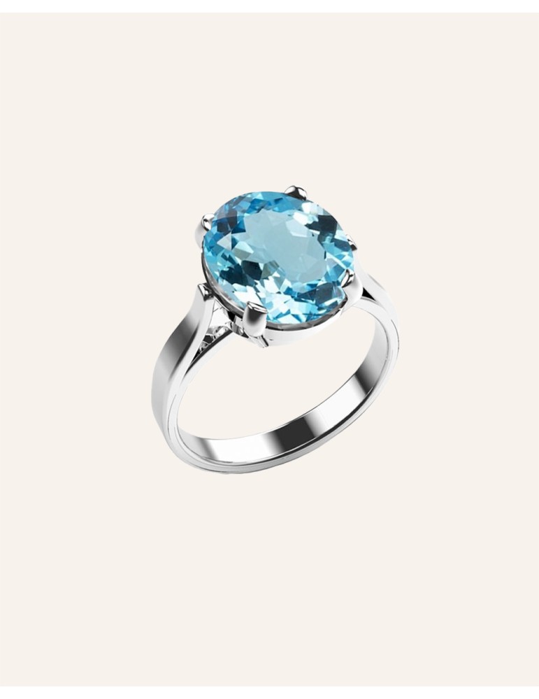 Bague en Argent avec Topaze bleue "Alice" Aloe Bijoux