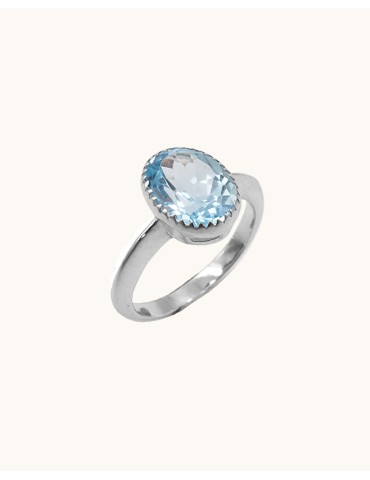 Bague Juliette en argent avec topaze bleue Aloe Bijoux