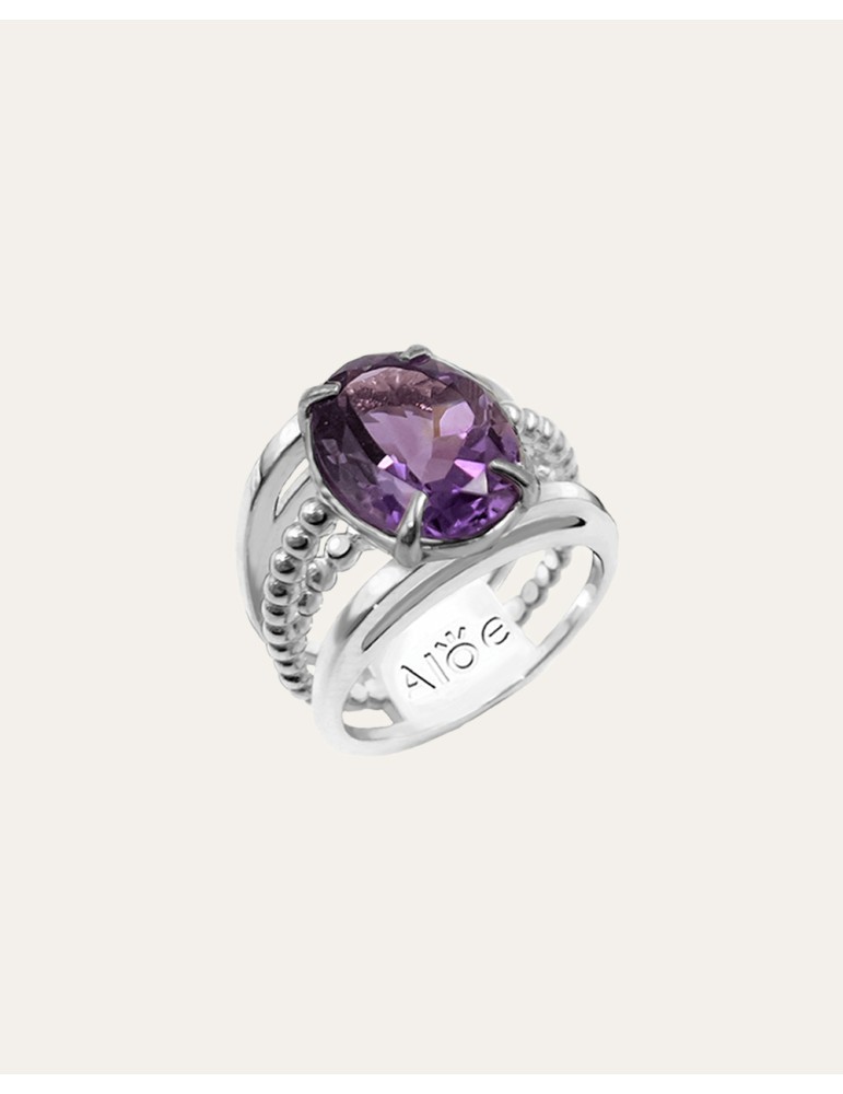 Bague Alizée en argent et améthyste Aloe Bijoux Bague Alizée en argent et améthyste Aloe Bijoux