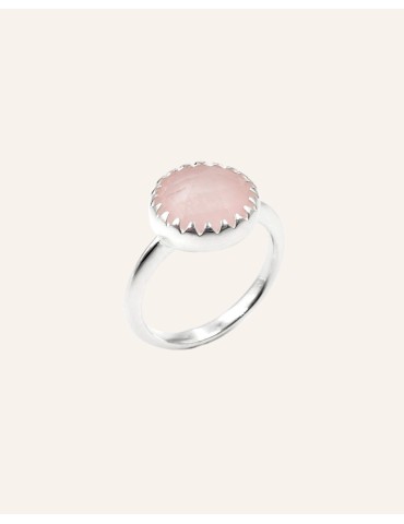 Bague Quartz rose en Argent 925 - Juliette Aloe Bijoux
