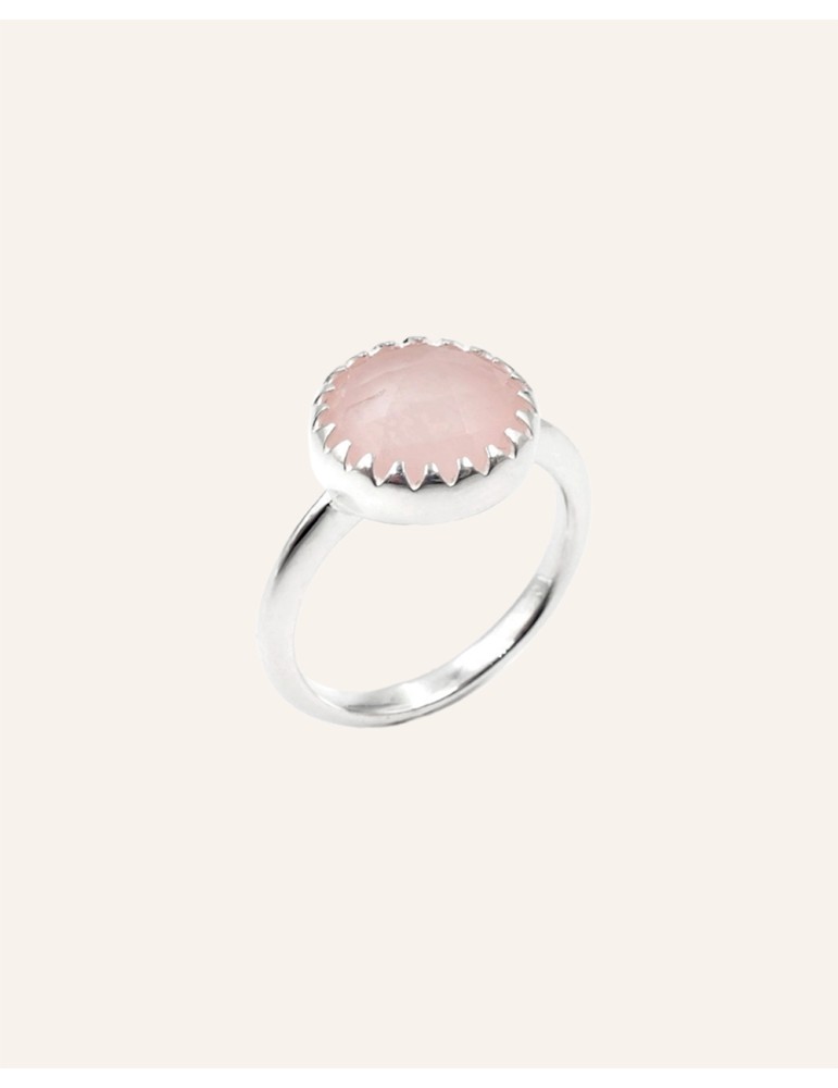 Bague Quartz rose en Argent 925 - Juliette Aloe Bijoux