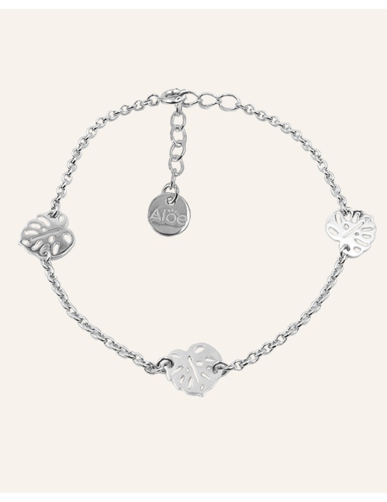 Bracelet 3 feuilles Monstera en Argent 925 Aloe Bijoux Bracelet 3 feuilles Monstera en Argent 925 Aloe Bijoux