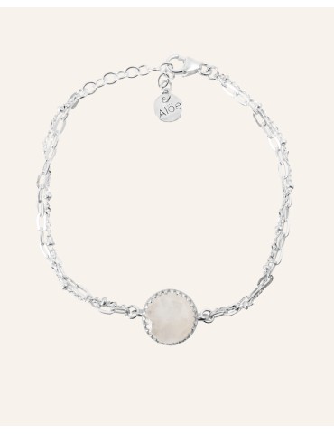 Bracelet en argent, Amazonite ou pierre de lune - Juliette Aloe Bijoux