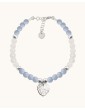 Bracelet Angélite et Pierre de lune avec feuille monstera en Argent 925