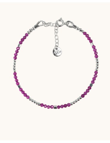 Bracelet perles Rubellite 2mm et Argent 925 - Mia Aloe Bijoux