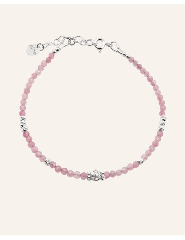 Bracelet perles Tourmaline rose 2mm en Argent 925 - Elia Aloe Bijoux