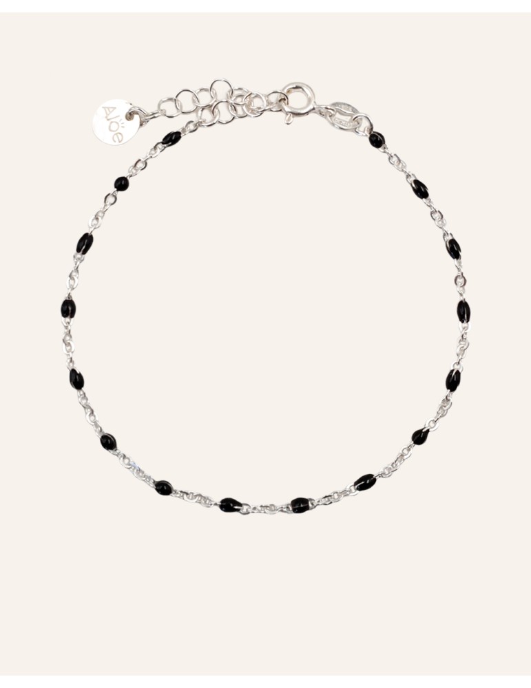 Bracelet argent & résine noire Aloe Bijoux