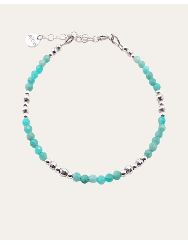 Bracelet perles Amazonite 3mm et Argent 925 - Zélie Aloe Bijoux