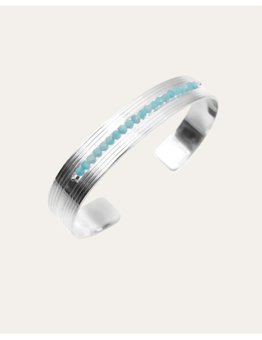Manchette avec Amazonite 2 mm en Argent 925 - Code Aloe Bijoux