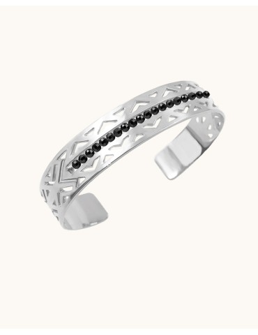 Manchette en Spinelle noir 2 mm en Argent 925 - Aloé Aloe Bijoux