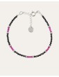 Bracelet perles Spinelle noir - Rubellite 2mm et Argent 925 Aloe Bijoux