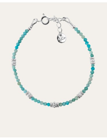 Bracelet perles Amazonite 2,5 mm en Argent 925 - Emy Aloe Bijoux