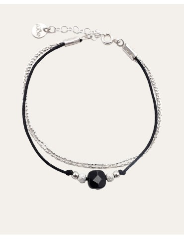 Bracelet Onyx carré et Argent 925 - Cassiopée Aloe Bijoux