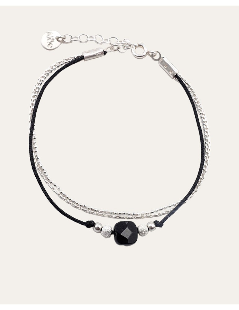 Bracelet Onyx carré et Argent 925 - Cassiopée Aloe Bijoux