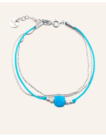 Bracelet Turquoise carrée et Argent 925 - Cassiopée Aloe Bijoux