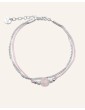 Bracelet Quartz rose carré et Argent 925 - Cassiopée Aloe Bijoux
