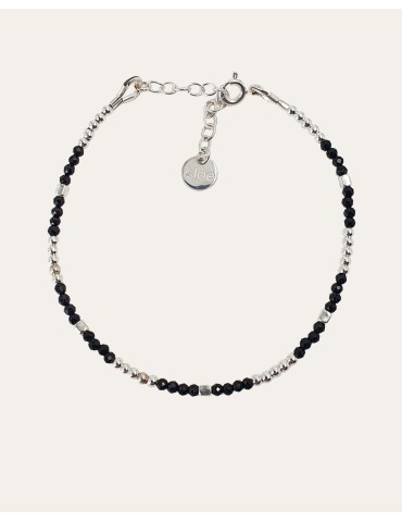 Bracelet perles Spinelle noir 2mm et Argent 925 - Mia Aloe Bijoux