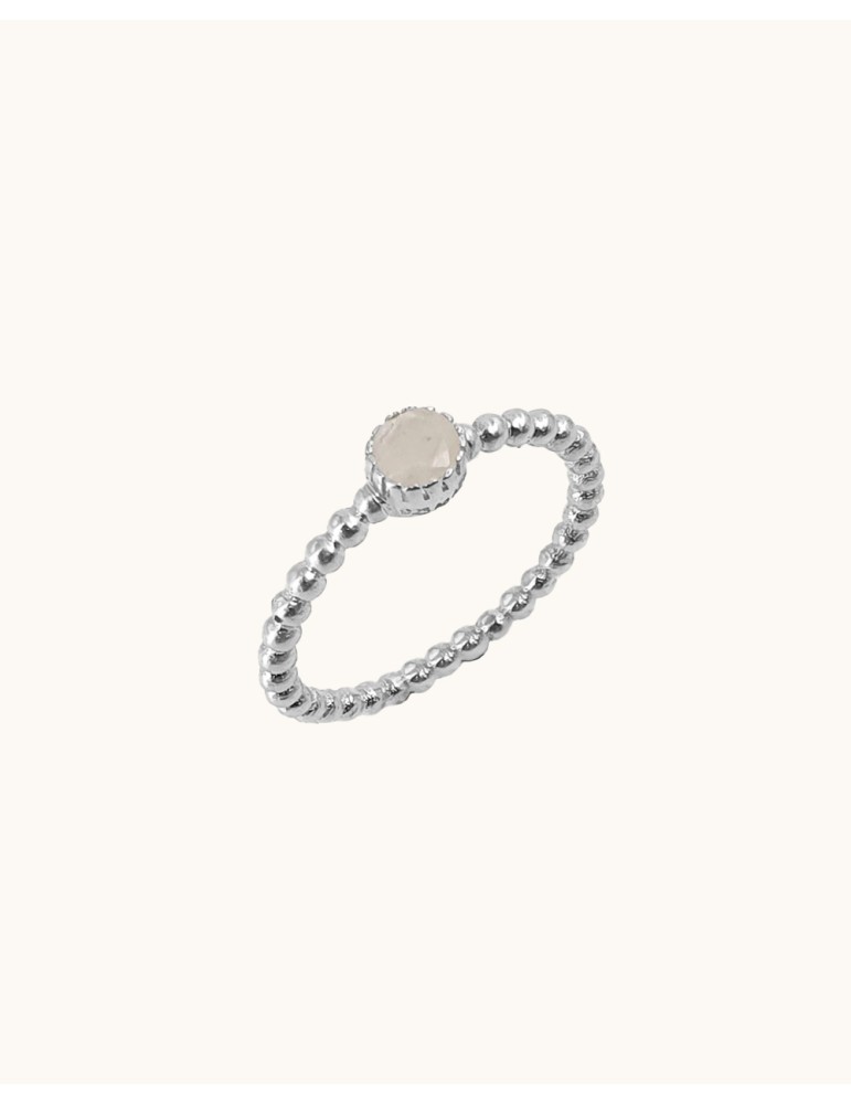 Bague perlée en Argent 925 et pierre de lune Aloe Bijoux Bague perlée en Argent 925 et pierre de lune Aloe Bijoux