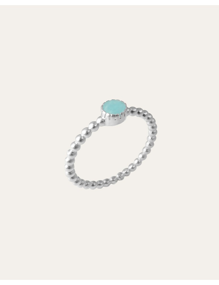 Bague perlée en Argent 925 et amazonite Aloe Bijoux Bague perlée en Argent 925 et amazonite Aloe Bijoux