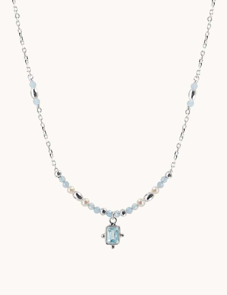 Collier en Argent topaze & Aigue-marine Aloe Bijoux Collier en Argent topaze & Aigue-marine Aloe Bijoux