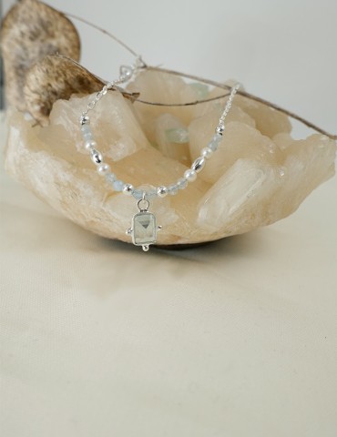 Collier en Argent topaze & Aigue-marine Aloe Bijoux