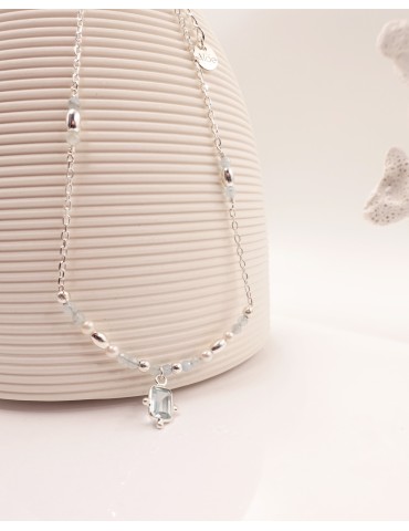 Collier en Argent topaze & Aigue-marine Aloe Bijoux