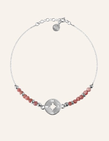 Bracelet Rose des vents rhodochrosite et argent Aloe Bijoux