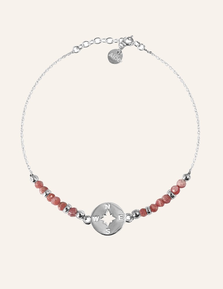 Bracelet Rose des vents rhodochrosite et argent Aloe Bijoux